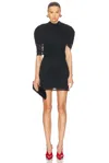 Jacquemus Castagna Gathered Draped Crepe Mini Dress In Black