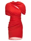 Jacquemus 'la Robe Castagna' Red Dress With Ruched Detail And Rear Cut-out