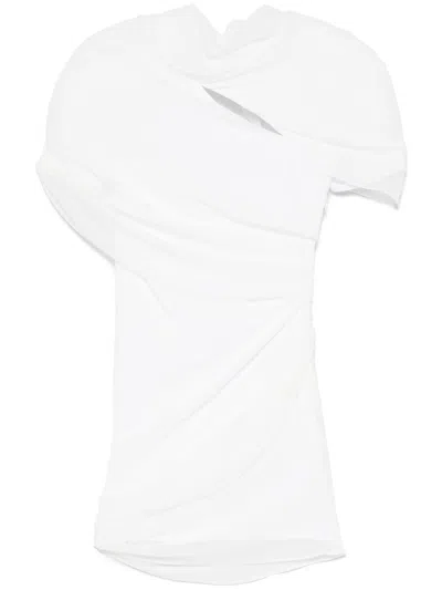 Jacquemus Castagna Cutout Draped Chiffon Mini Dress In White