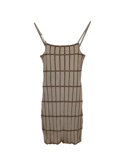 Pre-owned Jacquemus La Robe Check Mini Dress In Neutral