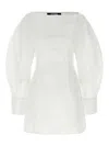 Jacquemus Off-the-shoulder Mini Dress With Chest Pocket In White