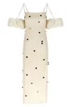 Jacquemus Beloved Off-shoulder Midi Dress With Button Embellishments