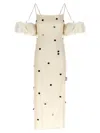 Jacquemus Beloved Off-shoulder Midi Dress With Button Embellishments In White
