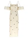 Jacquemus Beloved Off-shoulder Midi Dress With Button Embellishments In White/black