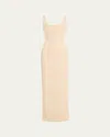 Jacquemus La Robe Crayon Croc Woven Maxi Dress In Croco Beige