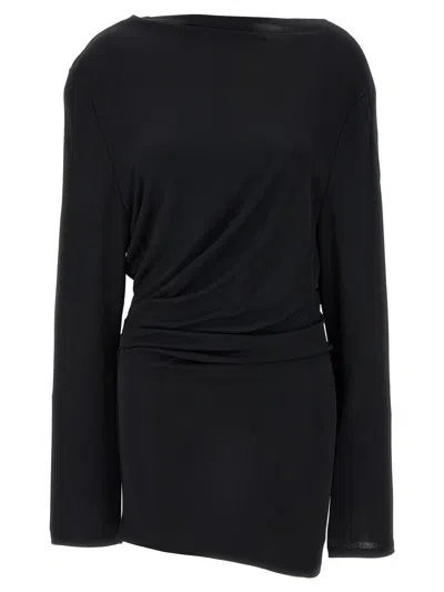 Jacquemus La Robe Croisiere Open-back Draped Jersey Mini Dress In Black
