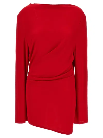 Jacquemus Asymmetric Hem Cruise Dress In Red
