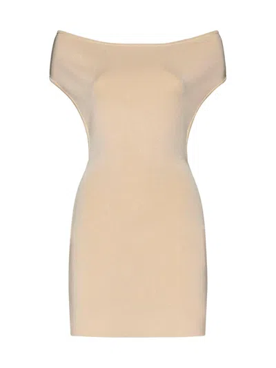 Jacquemus La Robe Cubista Off-shoulder Dress In White
