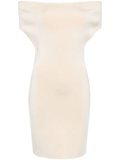 Jacquemus La Robe Cubista Off-shoulder Dress In Yellow & Orange