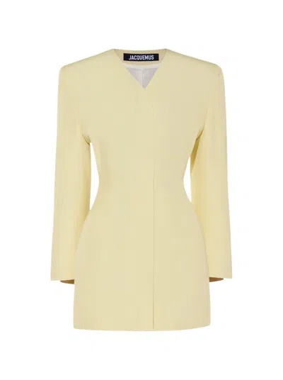 Jacquemus La Robe Cubo Mini Dress In Yellow