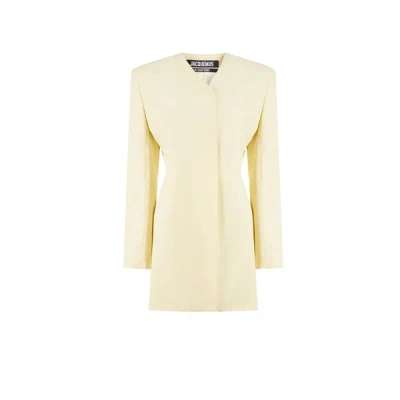 Jacquemus La Robe Cubo Crepe Mini Dress In Light Yellow