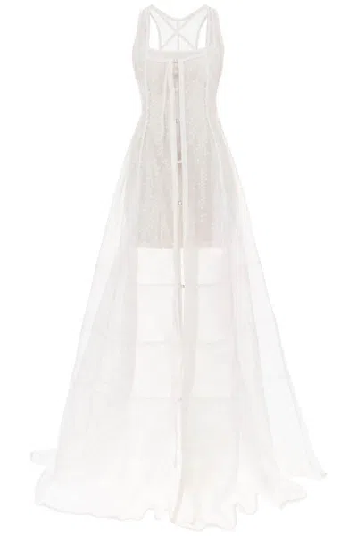 Jacquemus La Robe Dentelle Maxi Sequined Dress In White