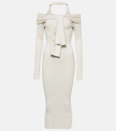 Jacquemus La Dressing Gown Doble Wool-blend Midi Dress In White