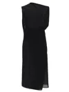 Jacquemus La Robe Drap Asymmetrical Midi Dress In Black