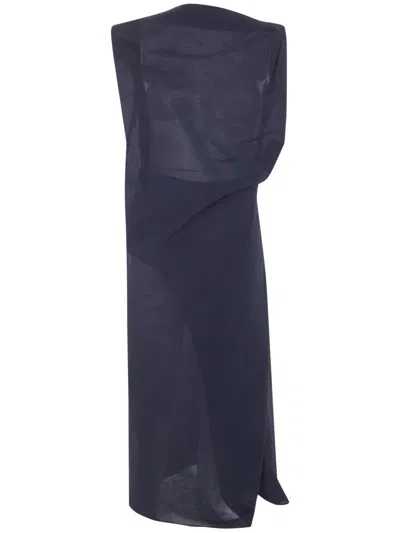 Jacquemus 'la Robe Drap' Midi Dress In Blue