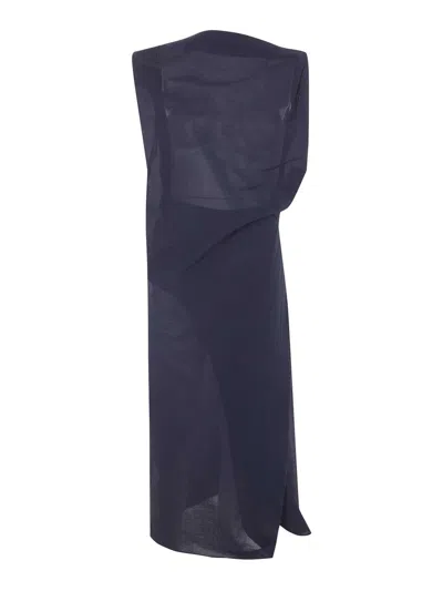 Jacquemus La Robe Drap Midi Dress In Black