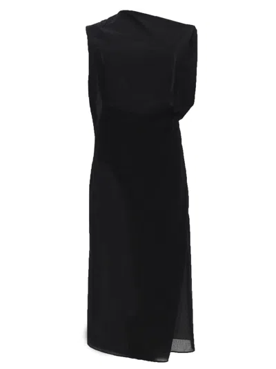 Jacquemus La Robe Drap Midi Dress In Black