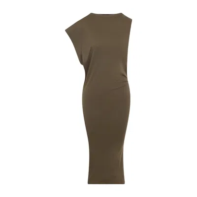 Jacquemus Green La Robe Drap Cotton Mini Dress In Brown