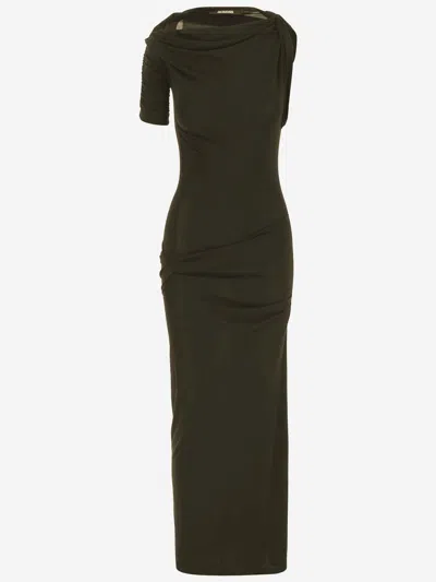 Jacquemus La Robe Drapeado Dress In Gray