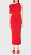 Jacquemus Asymmetrical Draped Dress In Red