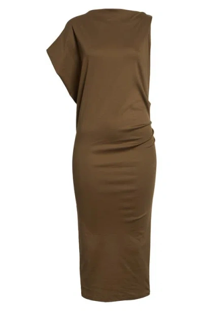 Jacquemus La Robe Draped Jersey Dress In Brown