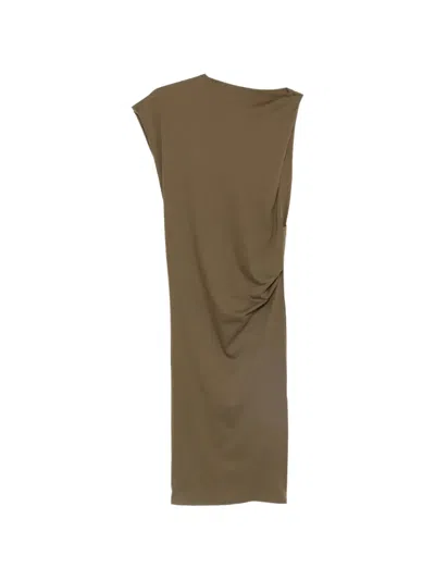 Jacquemus Green La Robe Drap Cotton Mini Dress In Brown