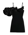 Jacquemus Ruffle Sleeve Detail Mini Dress In Black