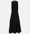 Jacquemus 'la Robe Favola' Black Long Dress With High American Neckline And Flared Design In Black