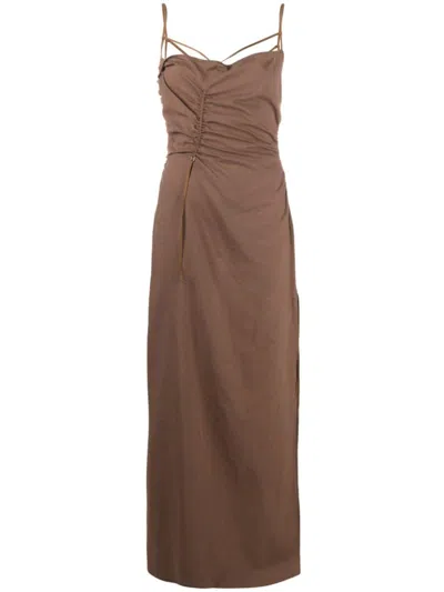 Jacquemus Women's Gaua Sleeveless Ruched Maxi Dress In Brown