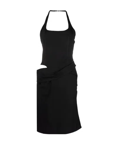 Jacquemus La Robe Hielo Asymmetric Dress In Black
