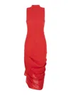 Jacquemus Red High Neck Sleeveless Midi Dress In Red