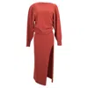 Jacquemus La Robe Jemaa Maxi Dress With Slit In Rust Wool In Red