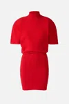 Jacquemus Turtleneck Short Sleeve Knee-length Dress In Red