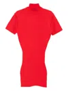 Jacquemus Turtleneck Short Sleeve Knee-length Dress In Red