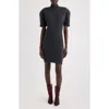 Jacquemus Grey High Neck Dress With Back Application In Wool Woman In Black