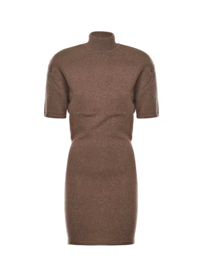 Jacquemus La Robe Maille Chestnut Dress In Brown