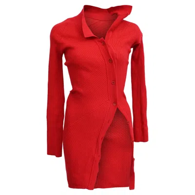 JACQUEMUS LA ROBE MAILLE COLIN MINI DRESS IN RED WOOL