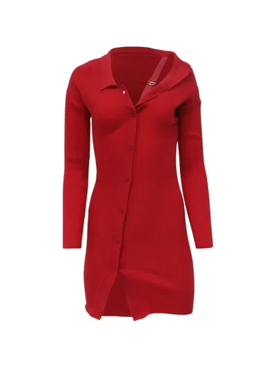 Pre-owned Jacquemus La Robe Maille Colin Ribbed Dress In Red