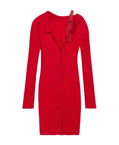 Jacquemus La Robe Maille Colin Ribbed Mini Dress In Red