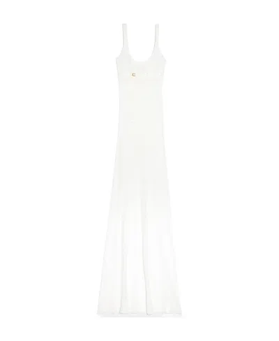 Jacquemus Ruched Cotton-gauze Maxi Dress In Off-white
