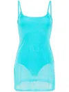 Jacquemus La Robe Maille Roupao Sheer Knitted Mini Dress In Blue