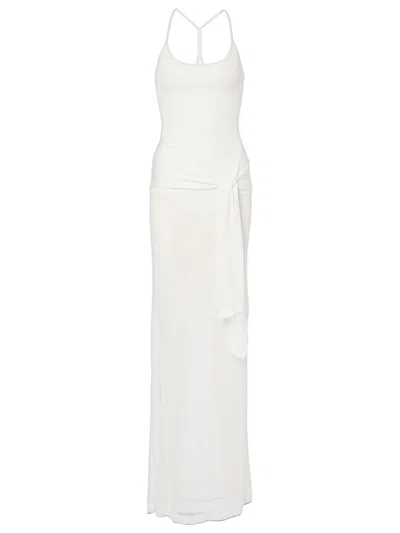 Jacquemus La Robe Maille Nodo Sheer Gown In White