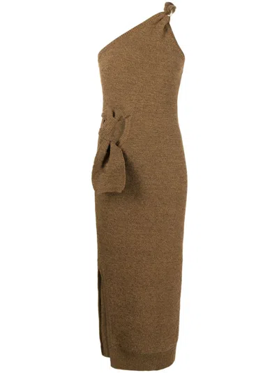 Jacquemus La Robe Maille Noeud Dress In Brown
