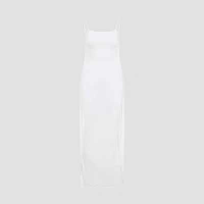 Jacquemus Off White La Robe Maille Plumetis Viscose Long Dress In Neutral