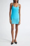 Jacquemus La Robe Maille Roupao Sheer Mini Dress In Turquoise