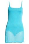 Jacquemus The Roupao Knit Dress In Turquoise