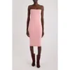 Jacquemus The Sera Strapless Embroidered Knitted Midi Dress In Pink