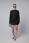 Jacquemus Black La Robe Mistral Crew Neck Dress With Long Sleeves And Open Back In Viscose Blend Women In Black