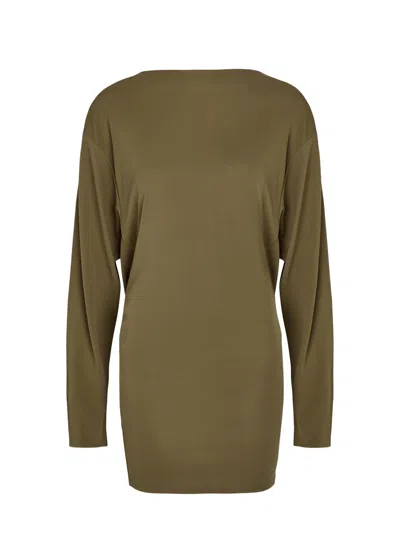 Jacquemus La Robe Mistral Cowl-back Woven Mini Dress In Brown