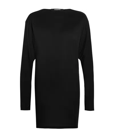 Jacquemus La Robe Mistral Cowl-neck Mini Dress In Black